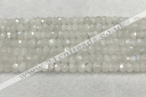 CMS1910 15.5 inches 4.5*6mm faceted rondelle white moonstone beads