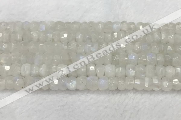 CMS1911 15.5 inches 5*8mm faceted rondelle white moonstone beads