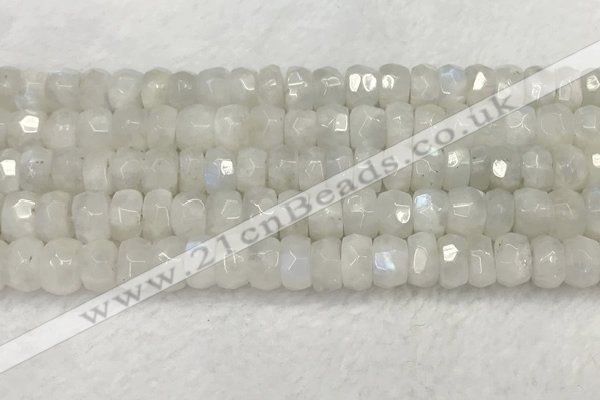 CMS1912 15.5 inches 6*10mm faceted rondelle white moonstone beads