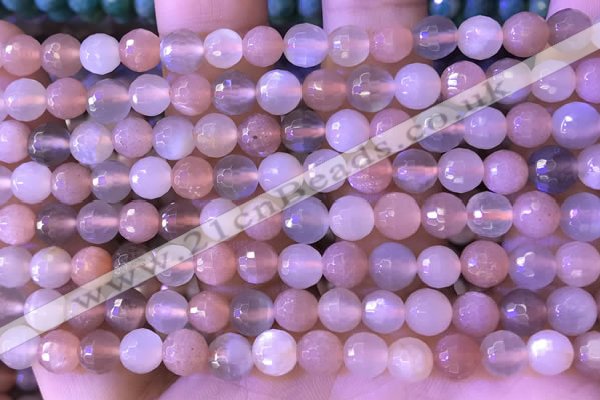 CMS1954 15.5 inches 6mm faceted round rainbow moonstone beads