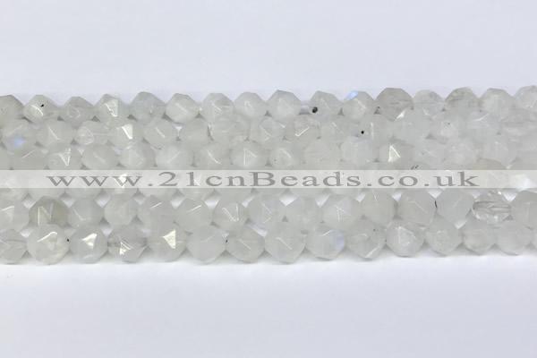 CMS2066 15.5 inches 8mm faceted nuggets white moonstone beads