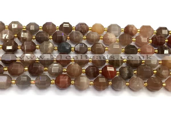 CMS2091 15 inches 9mm - 10mm faceted moonstone gemstone beads