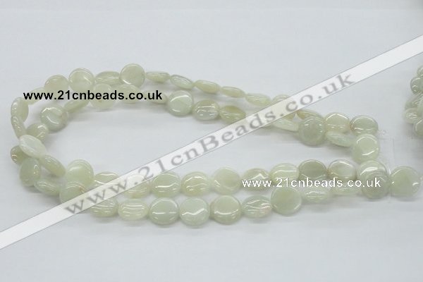 CMS210 15.5 inches 14mm flat round moonstone gemstone beads wholesale