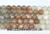 CMS2167 15 inches 10mm round rainbow moonstone beads