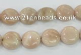 CMS22 15.5 inches 12mm flat round moonstone gemstone beads wholesale