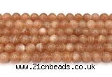 CMS2253 15 inches 10mm round orange moonstone beads wholesale