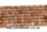 CMS2258 15 inches 6mm faceted round orange moonstone beads