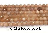 CMS2259 15 inches 8mm faceted round orange moonstone beads