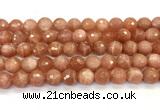 CMS2260 15 inches 10mm faceted round orange moonstone beads