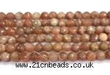 CMS2281 15 inches 8mm faceted round moonstone beads