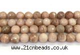 CMS2283 15 inches 12mm faceted round moonstone beads