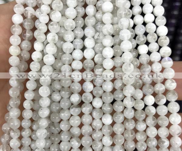 CMS2366 15 inches 4mm round white moonstone beads wholesale