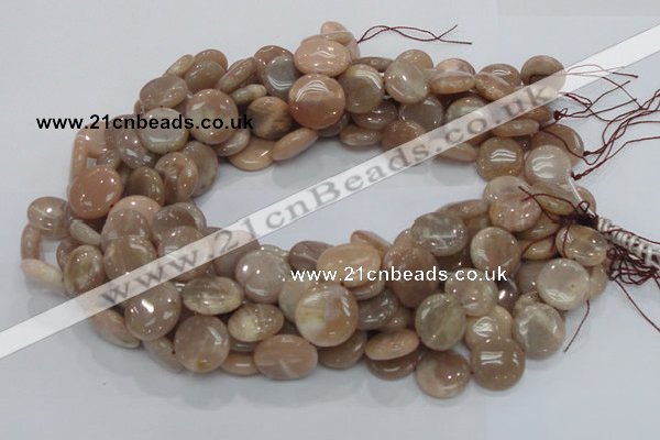 CMS24 15.5 inches 18mm flat round moonstone gemstone beads wholesale