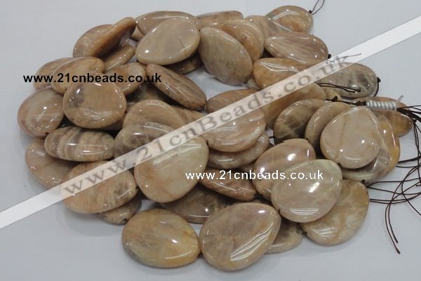 CMS32 15.5 inches 30*40mm flat teardrop moonstone gemstone beads