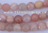 CMS350 15.5 inches 6mm faceted round natural pink moonstone beads