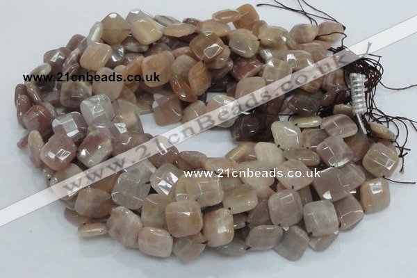 CMS42 15.5 inches 14*14mm faceted diamond moonstone gemstone beads