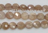 CMS43 15.5 inches 8mm faceted coin moonstone gemstone beads