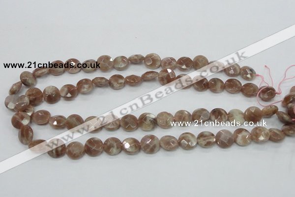 CMS45 15.5 inches 12mm faceted coin moonstone gemstone beads