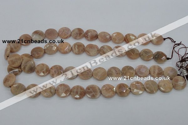 CMS47 15.5 inches 16mm faceted coin moonstone gemstone beads