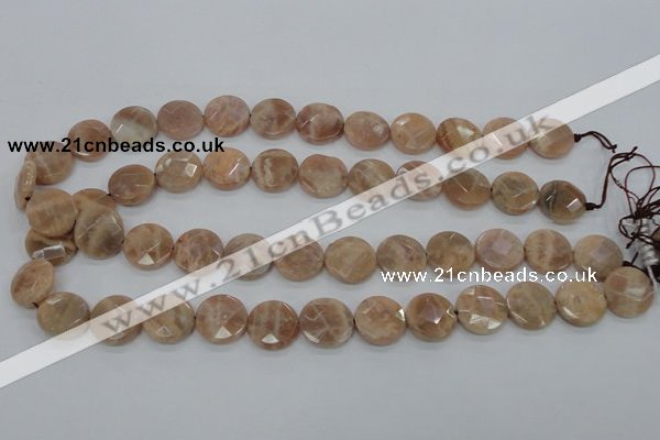 CMS47 15.5 inches 16mm faceted coin moonstone gemstone beads