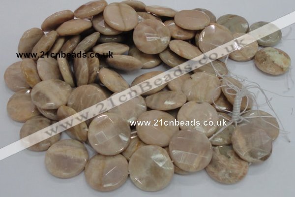CMS48 15.5 inches 30mm faceted coin moonstone gemstone beads