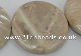 CMS50 15.5 inches 50mm faceted coin moonstone gemstone beads