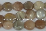 CMS521 15.5 inches 12mm flat round moonstone beads wholesale