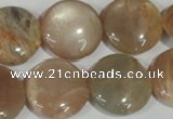 CMS525 15.5 inches 20mm flat round moonstone beads wholesale