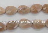 CMS53 15.5 inches 10*14mm faceted flat teardrop moonstone beads