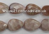 CMS54 15.5 inches 13*18mm faceted flat teardrop moonstone beads