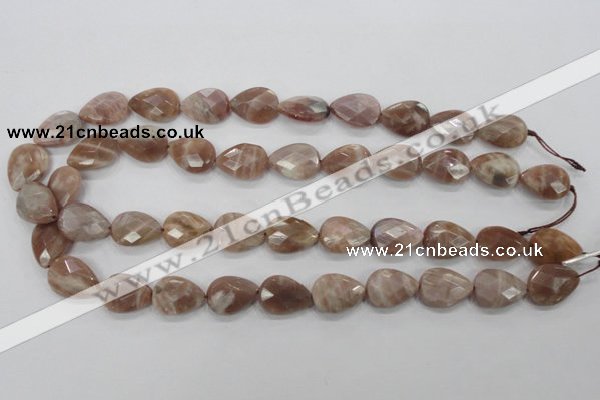 CMS54 15.5 inches 13*18mm faceted flat teardrop moonstone beads