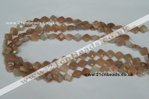 CMS550 15.5 inches 10*10mm faceted diamond moonstone beads wholesale