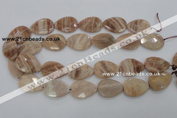 CMS56 15.5 inches 22*30mm faceted flat teardrop moonstone beads