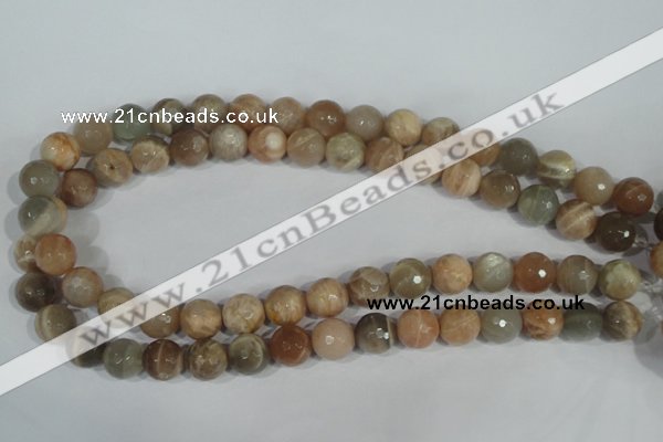 CMS573 15.5 inches 12mm faceted round moonstone beads wholesale