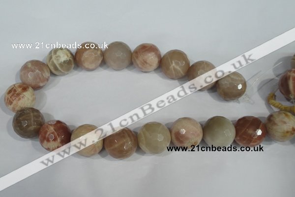 CMS578 15.5 inches 22mm faceted round moonstone beads wholesale