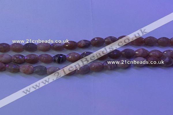 CMS582 15.5 inches 8*11mm faceted rice moonstone gemstone beads