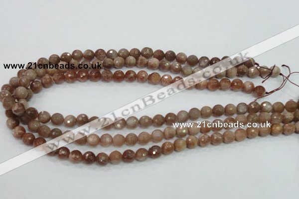 CMS59 15.5 inches 8mm faceted round moonstone gemstone beads