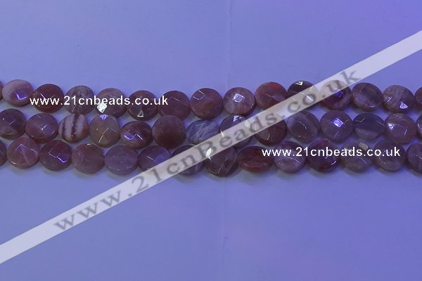 CMS590 15.5 inches 12mm faceted coin moonstone gemstone beads