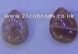 CMS598 Top drilled 18*25mm flat teardrop moonstone gemstone beads