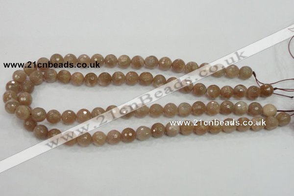 CMS60 15.5 inches 10mm faceted round moonstone gemstone beads