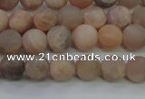 CMS602 15.5 inches 8mm round matte natural moonstone beads