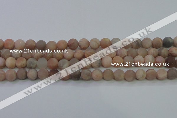 CMS605 15.5 inches 14mm round matte natural moonstone beads