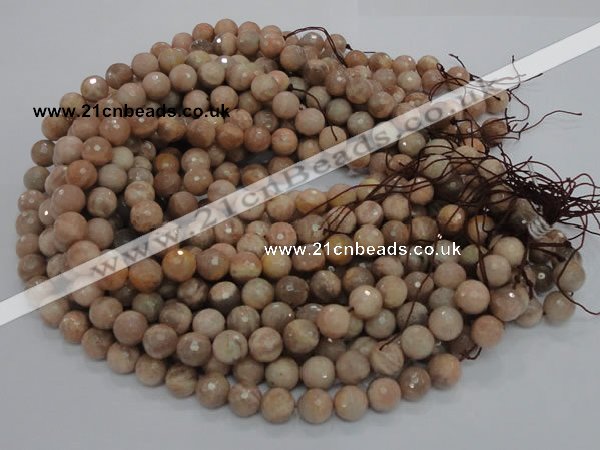 CMS61 15.5 inches 12mm faceted round moonstone gemstone beads