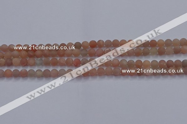 CMS610 15.5 inches 4mm round matte moonstone beads wholesale