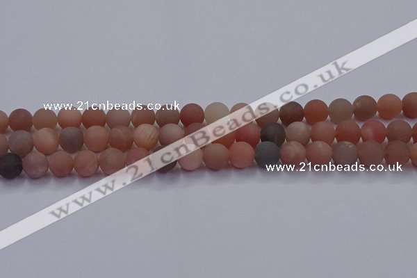 CMS613 15.5 inches 10mm round matte moonstone beads wholesale