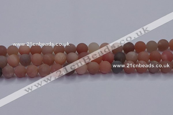 CMS614 15.5 inches 12mm round matte moonstone beads wholesale