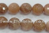 CMS62 15.5 inches 14mm faceted round moonstone gemstone beads