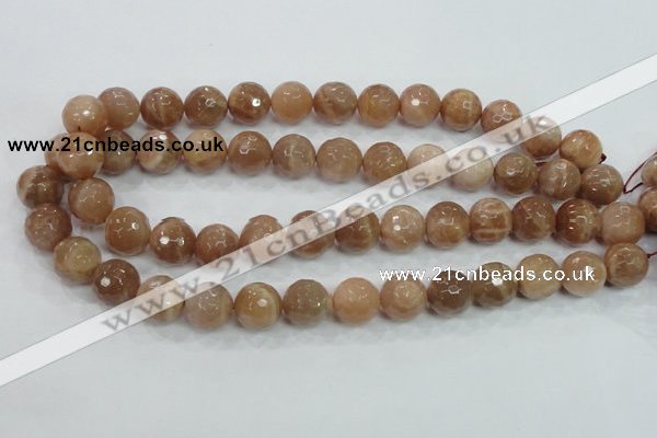 CMS62 15.5 inches 14mm faceted round moonstone gemstone beads