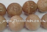 CMS64 15.5 inches 18mm faceted round moonstone gemstone beads