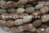 CMS70 15.5 inches 6*10mm faceted rice moonstone gemstone beads